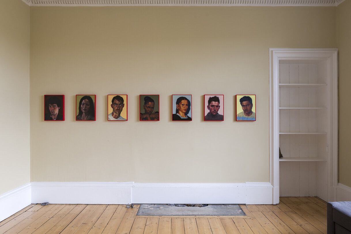 Installation view of Jamie Crewe, Defixiones, Radclyffe Hall, Glasgow, 2024